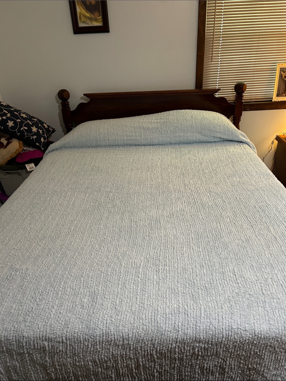 Light Blue chenille Textured Bedspread - Soft Quilted Coverlet King